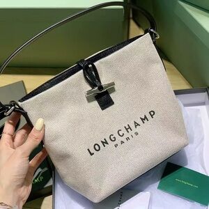 Longchamp Paris Black and Cream Women's Bag